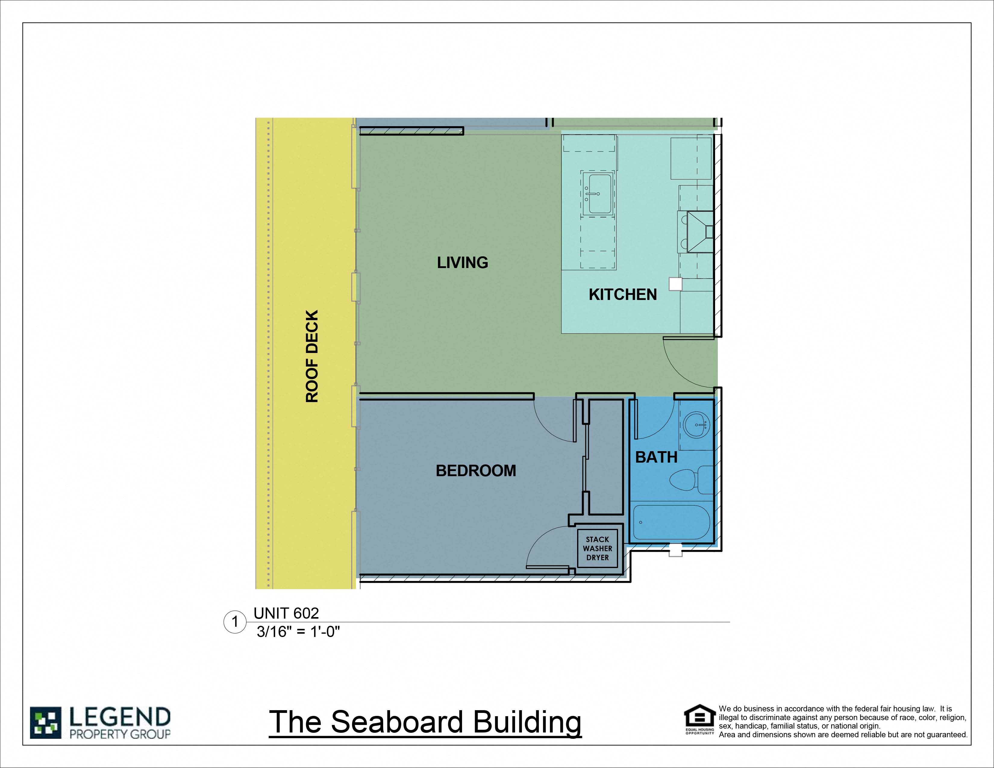 Floor plan for 1 bed, 1 bath, 572 sqft